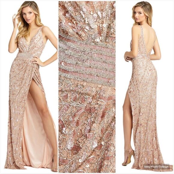 Mac Duggal 4995 Faux Wrap Embellished High Slit Gown - Picture 1 of 16